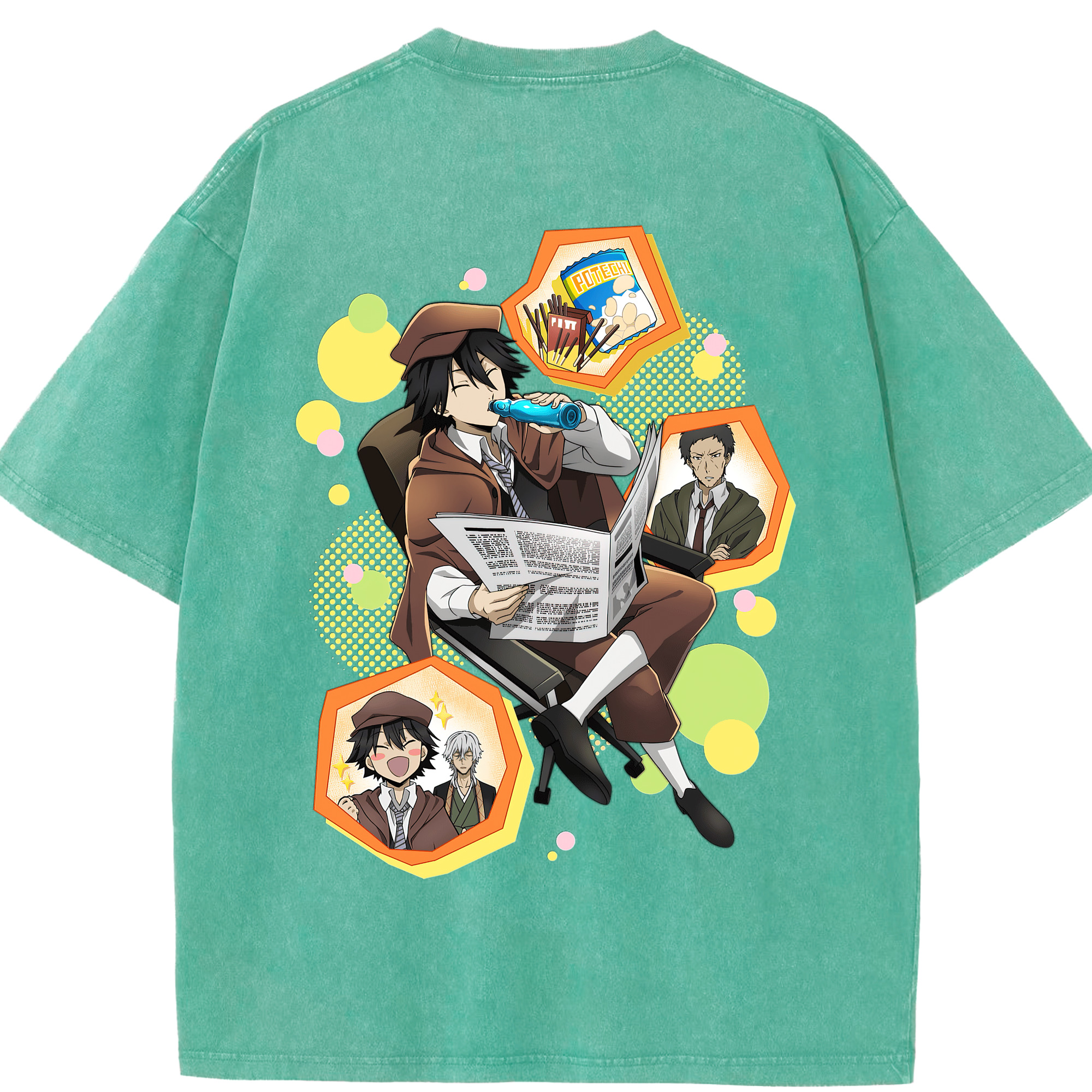（画像用） 文豪ストレイドッグス Bungo Stray Dogs 綿100% ヴィンテージ風 半袖Tシャツ（背面プリント）
